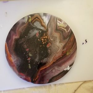 NWT Handmade Acrylic Pour Lazy Susan 13.8" Resined
